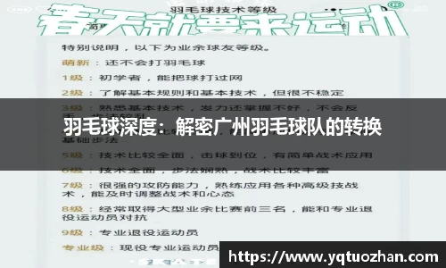 羽毛球深度：解密广州羽毛球队的转换